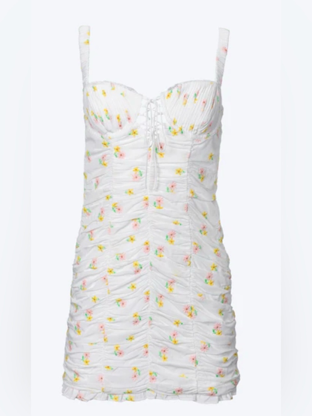 For Love and Lemons Celia Mini Dress White Floral Size Medium